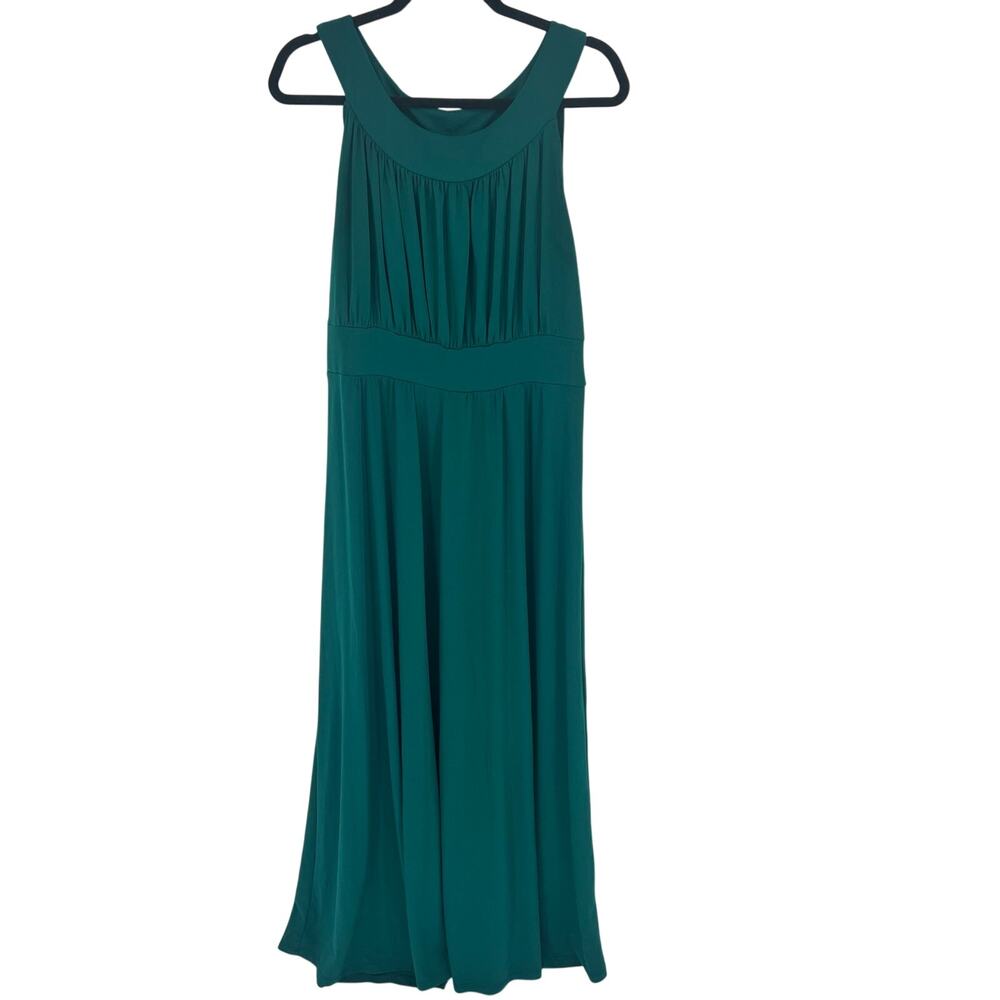 Sleeveless Teal Maxi Dress with Pleated Bodice